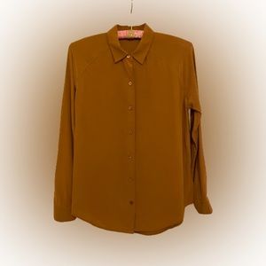 Everlane 100% Silk Long Sleeve Button Down Blouse Marigold Small